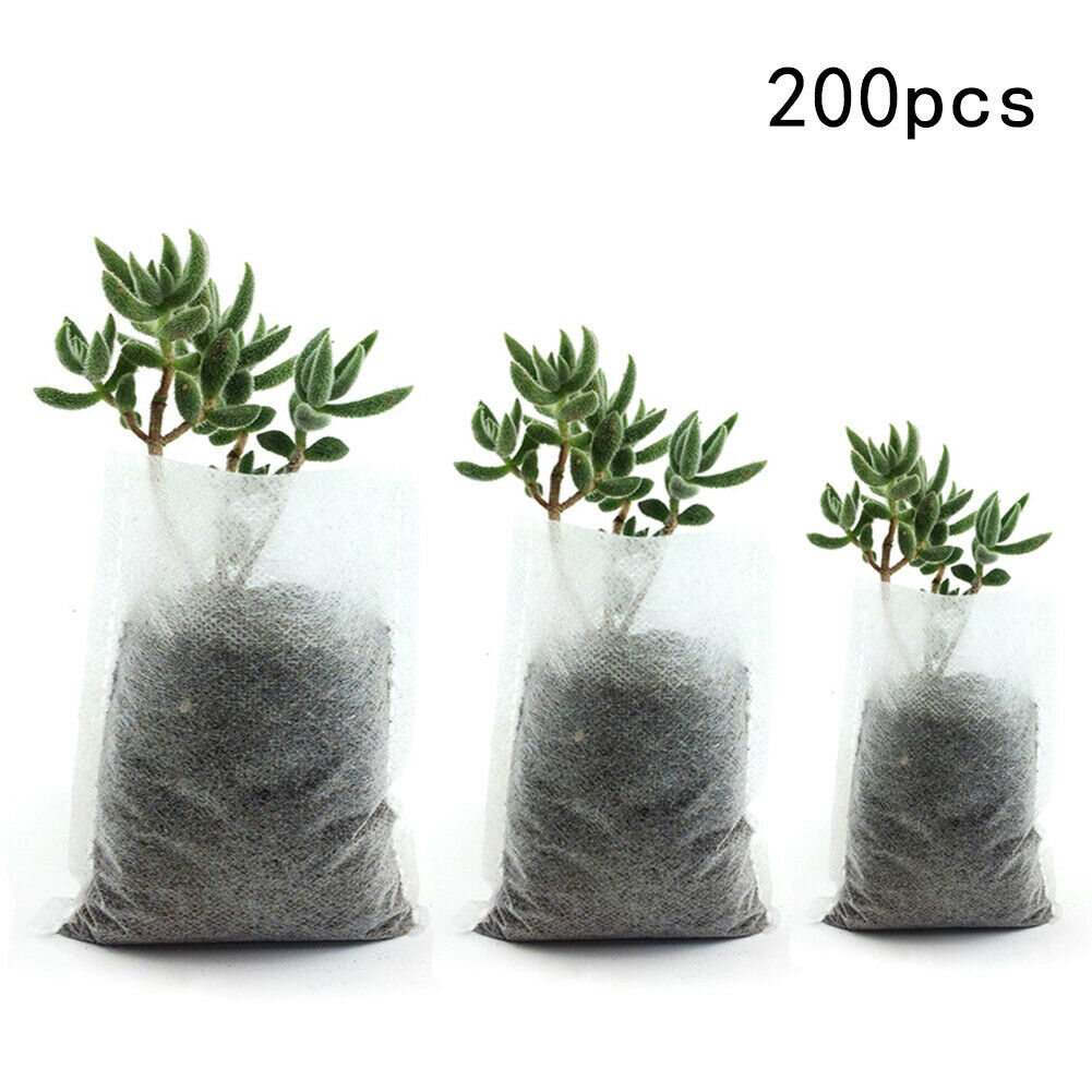 200x Sacs de culture biodégradables en non-tissé, adaptés pour les pépinières, les semis et le jardin.