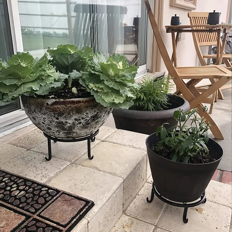 Ensemble de 5 supports à plantes en métal pour intérieur et extérieur