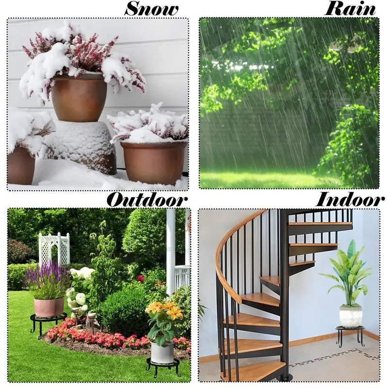 Ensemble de 5 supports à plantes en métal pour intérieur et extérieur