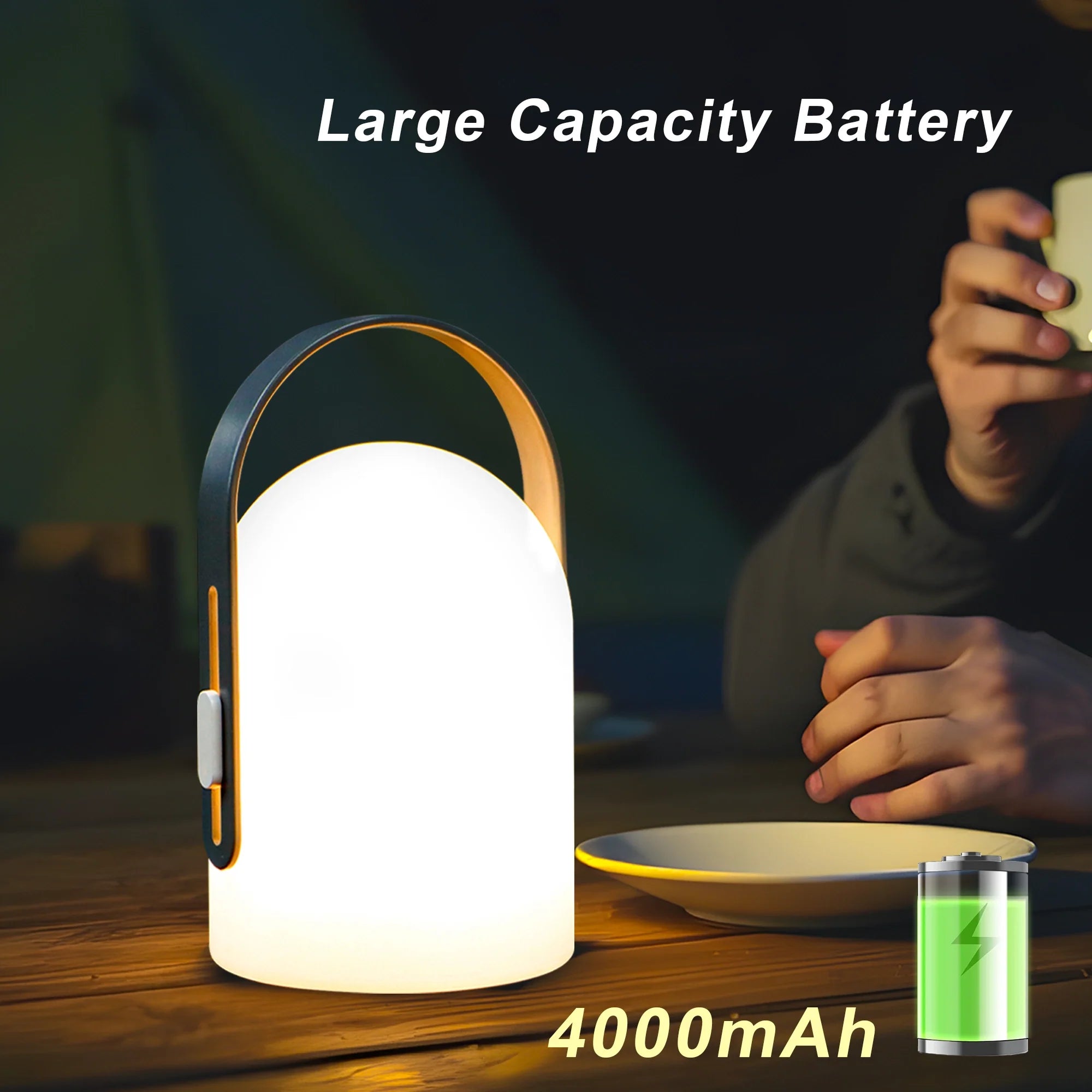 Lampe de table d’extérieur rechargeable et portable – 4000 mAh